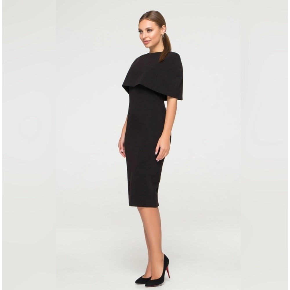 Calvin Klein Womens Black Cape Overlay Sheath Dress Career Cocktail Party 18W